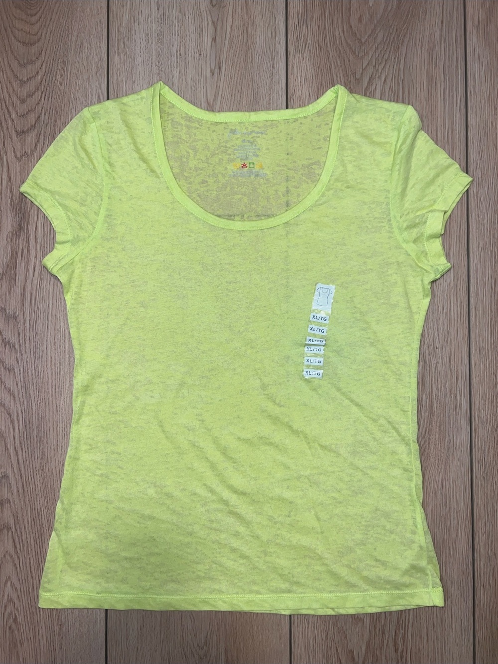 Vintage Jules & James Neon Yellow-Green Scoop Neck Short Sleeve Tee